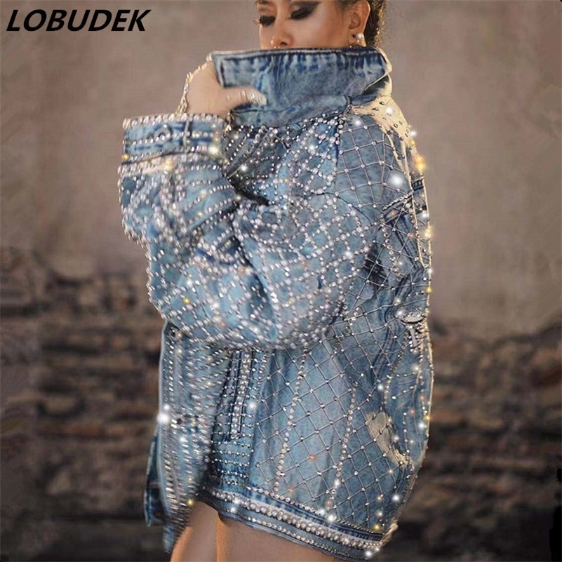 Women Man Pearl Rhinestones Blue Imitation Denim Jacket Fashion Tide Hip Hop Rock Rap Singer Loose Coat Dancer Costume 201027, Women style
Women Man Pearl Rhinestones Blue Imitation Denim Jacket Fashion Tide Hip Hop Rock Rap Singer Loose Coat Dancer Costume 201027, Women style
