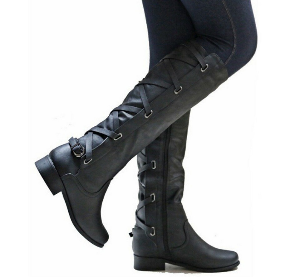 European American Autumn Winter Lace Up Round Head Low Heel Knight Long Tube Women's Thick Heel High Boots, Black
European American Autumn Winter Lace Up Round Head Low Heel Knight Long Tube Women's Thick Heel High Boots, Black