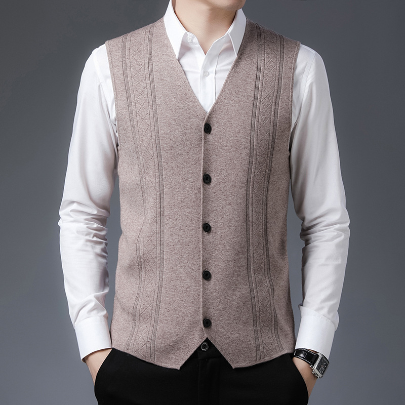 QUANBO Autumn Winter Mens Top Quality Sheep Wool VNeck Sweater Vest Fashion Casual Thin Solid Color Sleeveless Vest 201125