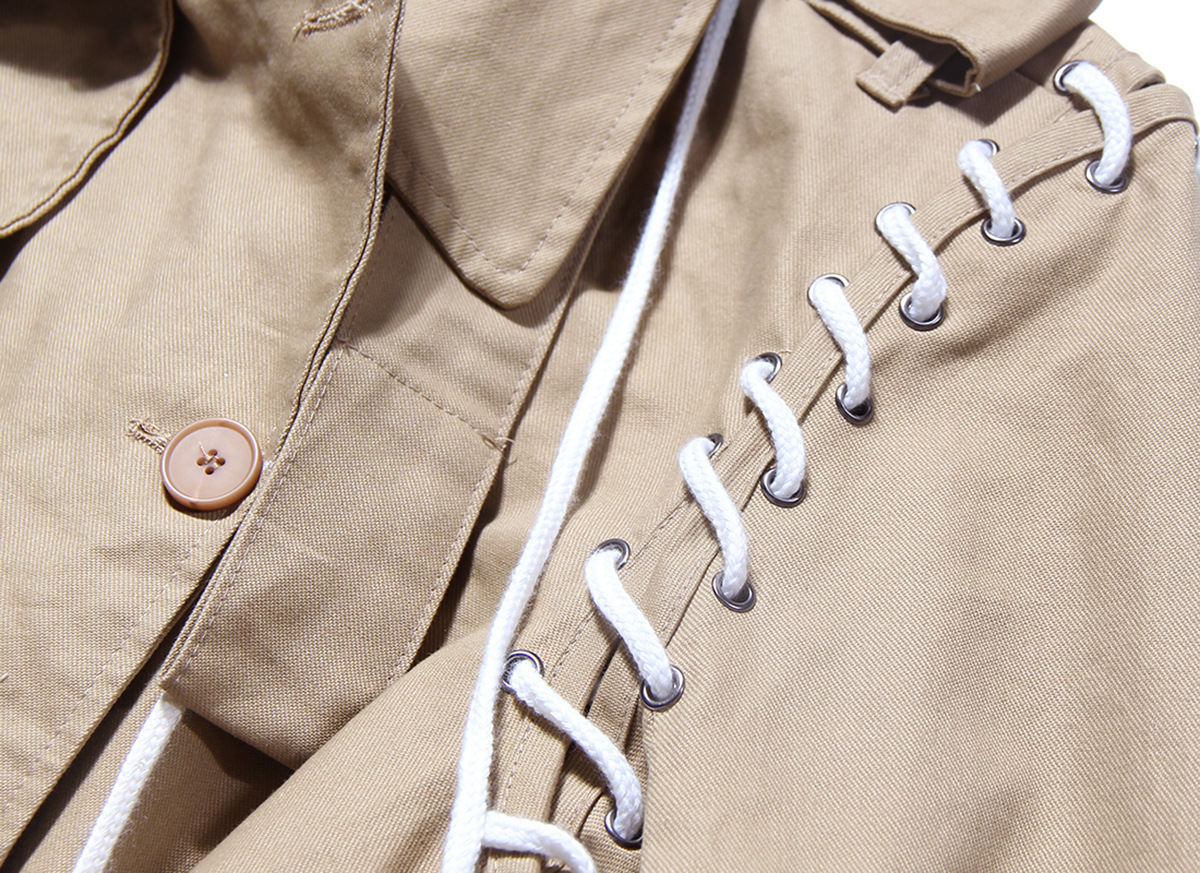 GETSPRING Women Trench Coat Drawstring Bandage Long Trench Coats Patchwork Irregular Khaki Long Overcoat Autumn Winter New 201211