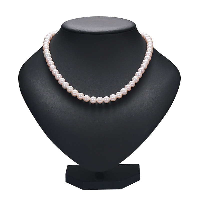 Classic Design 8MM White Fresh Water Pearl Necklace Heart Gemstone Jewelry for Women Gift