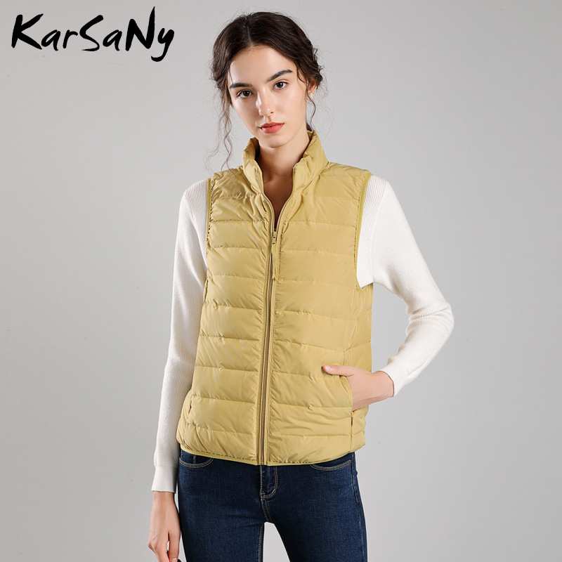 Short Ultra Light Down Vest Women Winter Warm White Duck Down Sleeveless Vest For Women Plus Size Thin Lightweight Winter Jacket 201019