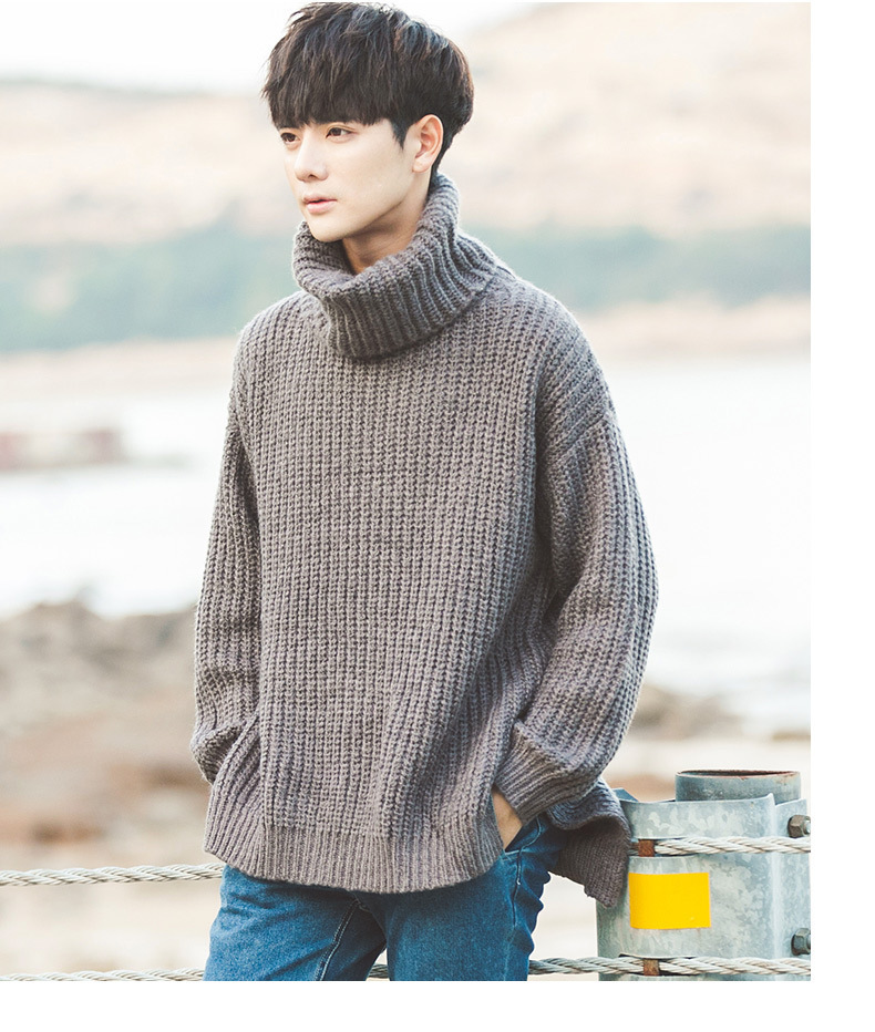 Fashion Indoor Casual Turtleneck loose Hip Hop male students winter Warm Pullovers Elastic shirts teenagers sweater 201118