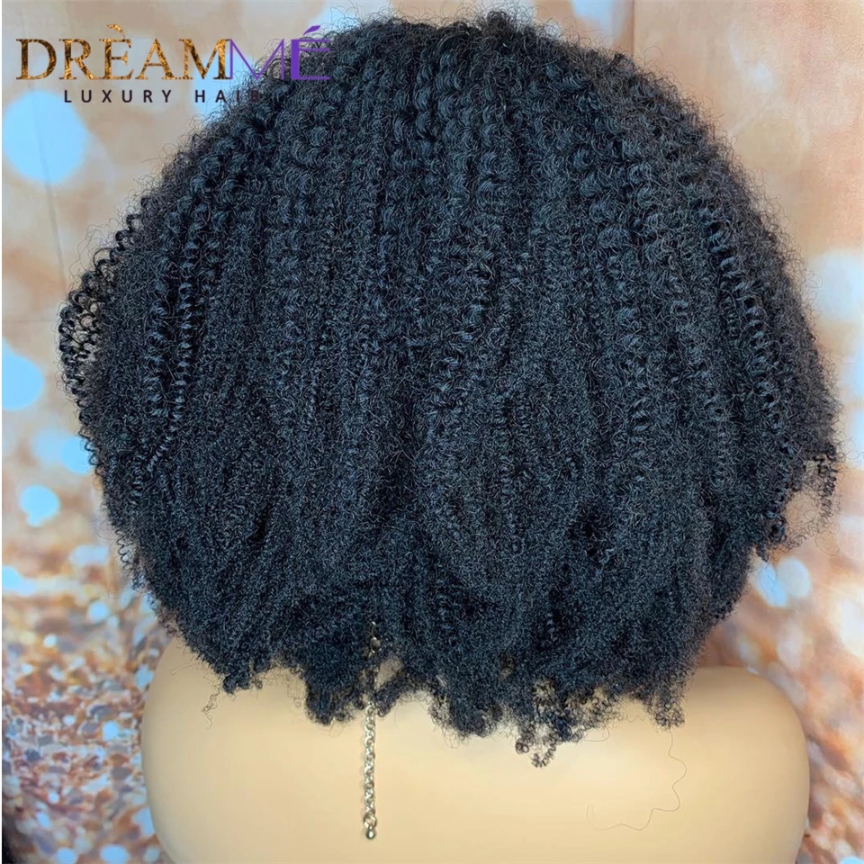 Mongolian Afro Kinky Curly Lace Front Human Hair Wig Natural line 13x4 short synthetic Wigs With Baby Hair for Black Woman