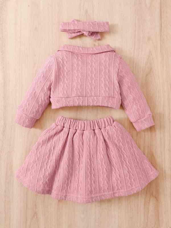 Baby Peter-pan Collar Jacket & Bow Front Skirt & Headband SHE