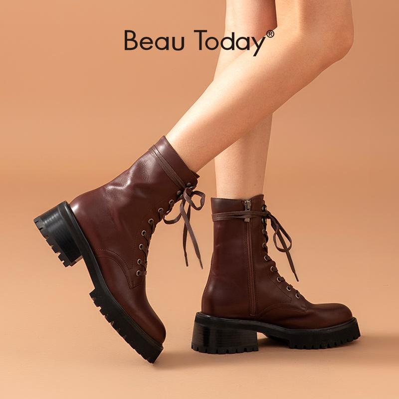 BeauToday Motorcycle Boots Women Calfskin Leather Zip Lace-Up Round Toe Ankle Length Fashion Lady Platform Shoes Handmade 02346, Black
BeauToday Motorcycle Boots Women Calfskin Leather Zip Lace-Up Round Toe Ankle Length Fashion Lady Platform Shoes Handmade 02346, Black
