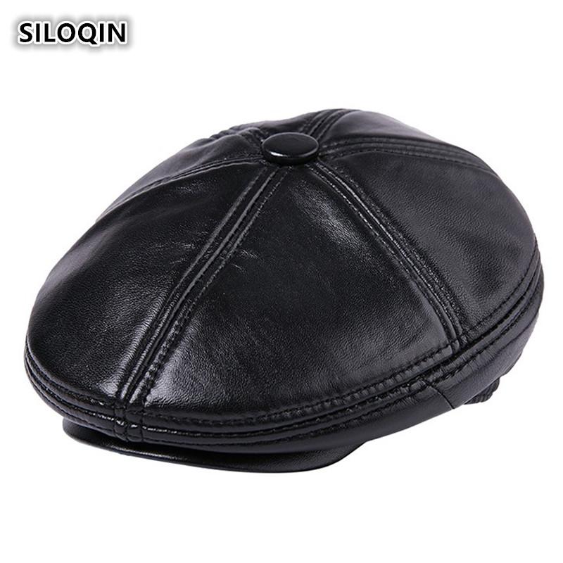 SILOQIN Winter Genuine Leather Hat Men's Sheepskin Leather Berets Plush Thicker Warm Male Winter Hats Brand Dad Hat For Men, Black
SILOQIN Winter Genuine Leather Hat Men's Sheepskin Leather Berets Plush Thicker Warm Male Winter Hats Brand Dad Hat For Men, Black