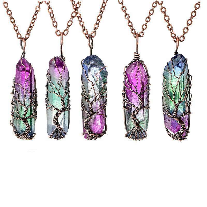New Tree of Life Pendant Necklaces Copper Wire Wrapped Quartz Druzy Rock Stone Healing 7 Chakra Necklaces Rainbow Jewelry Gift
New Tree of Life Pendant Necklaces Copper Wire Wrapped Quartz Druzy Rock Stone Healing 7 Chakra Necklaces Rainbow Jewelry Gift