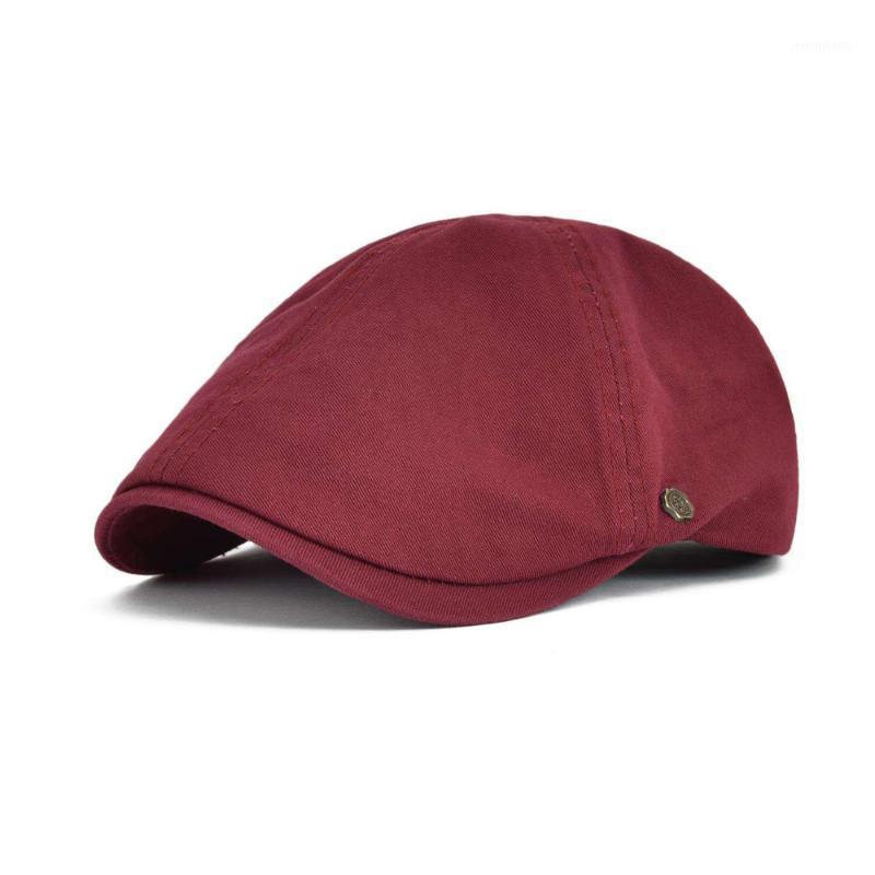 

Berets VOBOOM Red Summer Cotton Flat Cap Ivy Caps Men Women Burgundy Sboy Cabbie Driver Solid Color Casual Camouflage Beret 0631, White