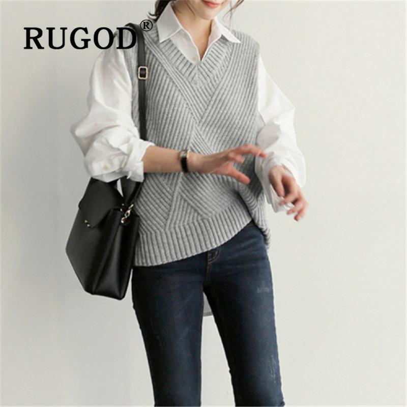 RUGOD 2019 New Women Knitted Sweater Vest V-neck Sleeveless Loose Slim Cross Sweater Korean Office Lady Streetwear Vest Coat1, Gray
RUGOD 2019 New Women Knitted Sweater Vest V-neck Sleeveless Loose Slim Cross Sweater Korean Office Lady Streetwear Vest Coat1, Gray