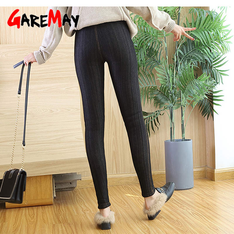 Warm Leggings for Women Lambskin Cashmere with Fleece High Waist Skinny Thick Pants Wool Women's Winter Leggings Trousers 201202