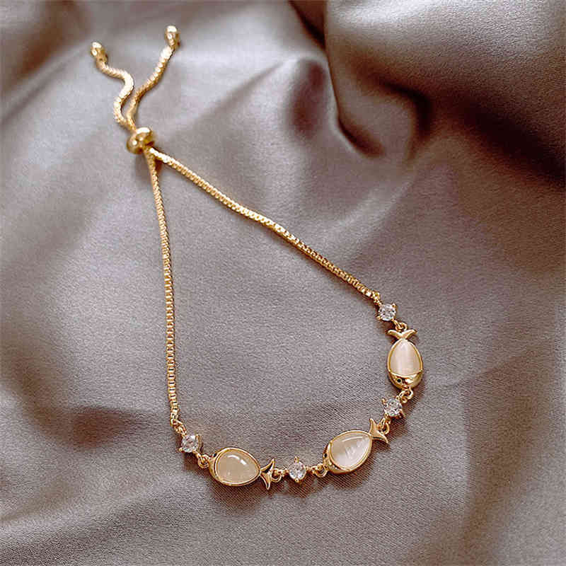 Ladies Fashion Cute Opal Bracelet Romantic Rose Gold Zircon Chain Accessories Girls