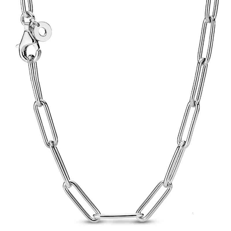 925 Sterling Silver Chunky Infinity Knot Bead & Pave Me Link Snake Chain Sliding Necklace for Popular Charm Diy Jewelry