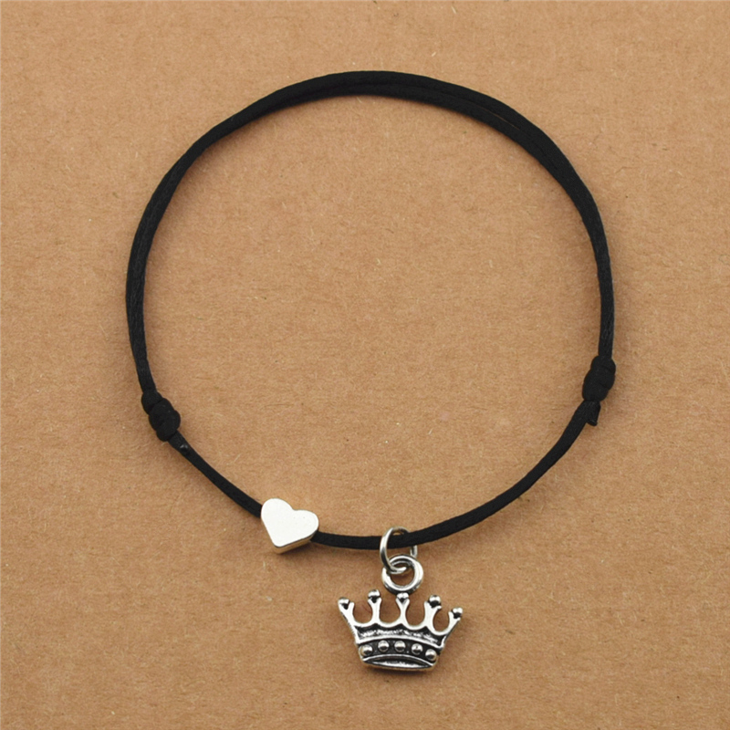 Vintage New Women's Fashion Love Heart Charm King Queen Princess Crown Pendant Red Cord Handmade Black Rope Friendship Bracelets, Golden;silver
Vintage New Women's Fashion Love Heart Charm King Queen Princess Crown Pendant Red Cord Handmade Black Rope Friendship Bracelets, Golden;silver