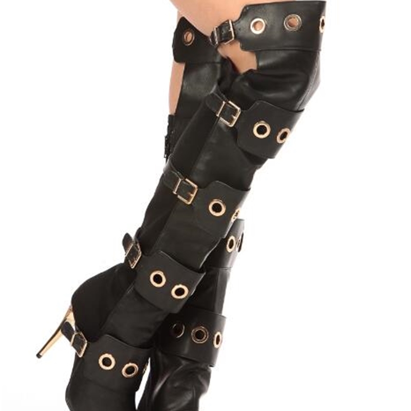 Super Hot Black Leather Metal Buckles Golden Ring Foot Heel Point Ladies High Heeled Shoe Boots 8dv7, The picture
Super Hot Black Leather Metal Buckles Golden Ring Foot Heel Point Ladies High Heeled Shoe Boots 8dv7, The picture