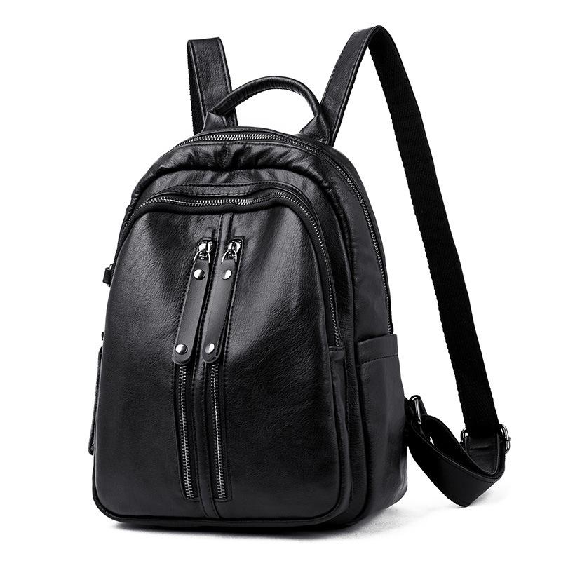 Girl Double Zipper Backpack 2020 New Fashion Soft Leather Large-capacity Backpack Travel Bag Women Leather, Black 01
Girl Double Zipper Backpack 2020 New Fashion Soft Leather Large-capacity Backpack Travel Bag Women Leather, Black 01