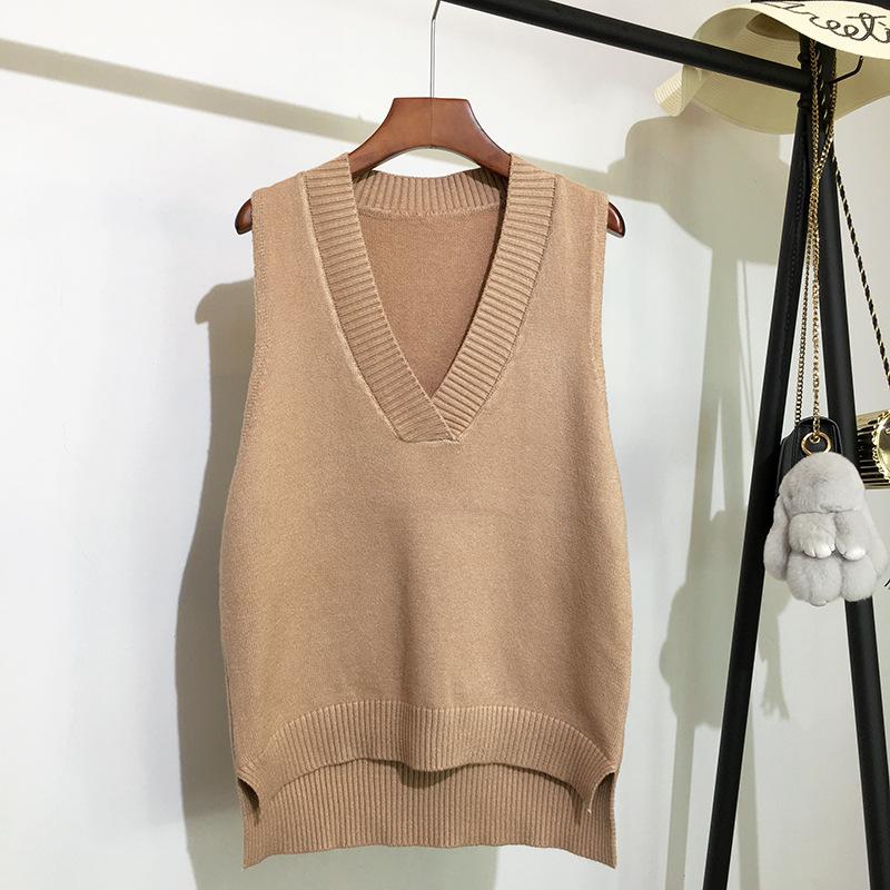 V-neck Knitted Vest Women's Sweater Autumn and Winter New Korean Loose Wild Sweater Vest Sleeveless, Orange
V-neck Knitted Vest Women's Sweater Autumn and Winter New Korean Loose Wild Sweater Vest Sleeveless, Orange