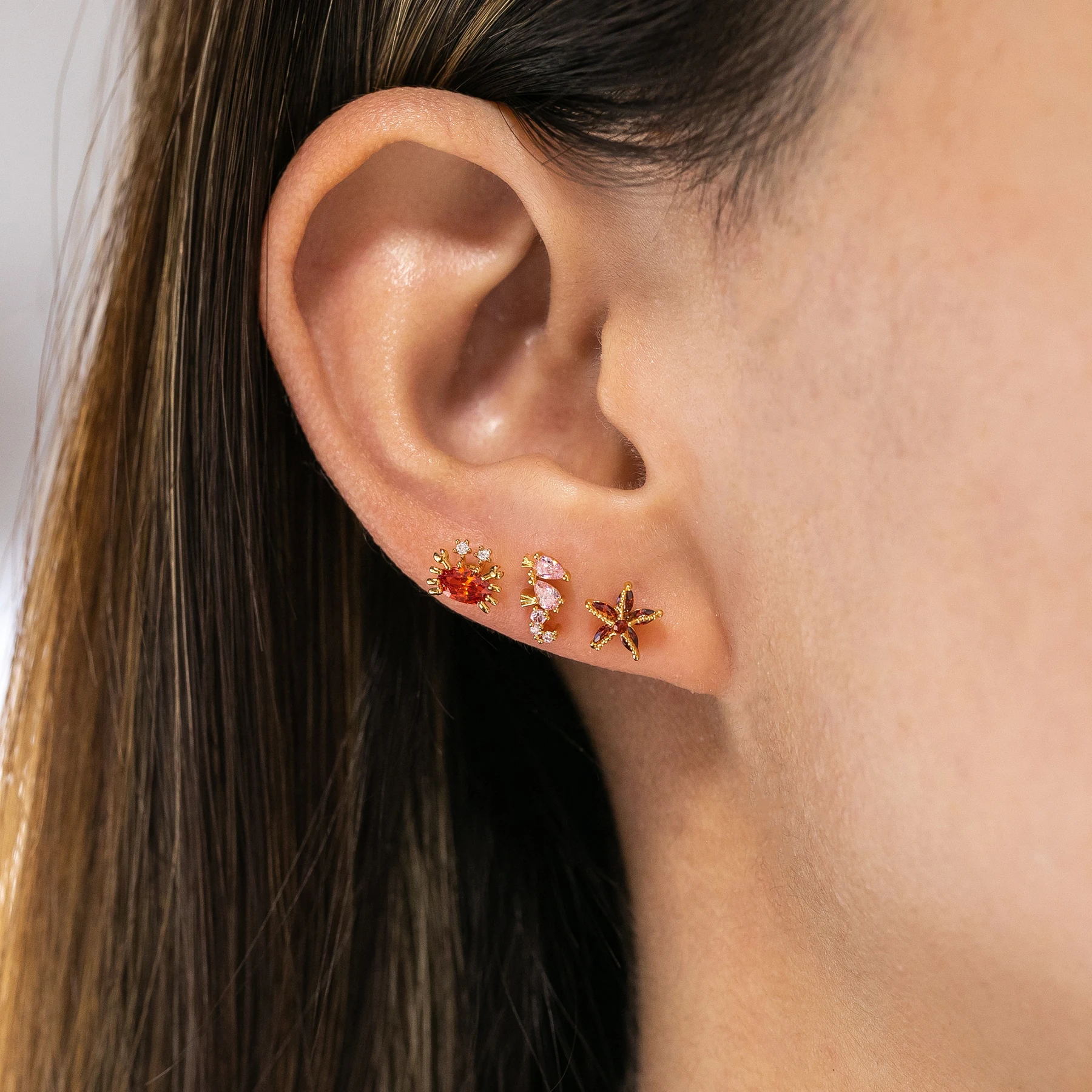 2021 summer collection 100 925 sterling silver gold plated earrings cute lovely sea animal mini tiny stud earring for girl wholesale