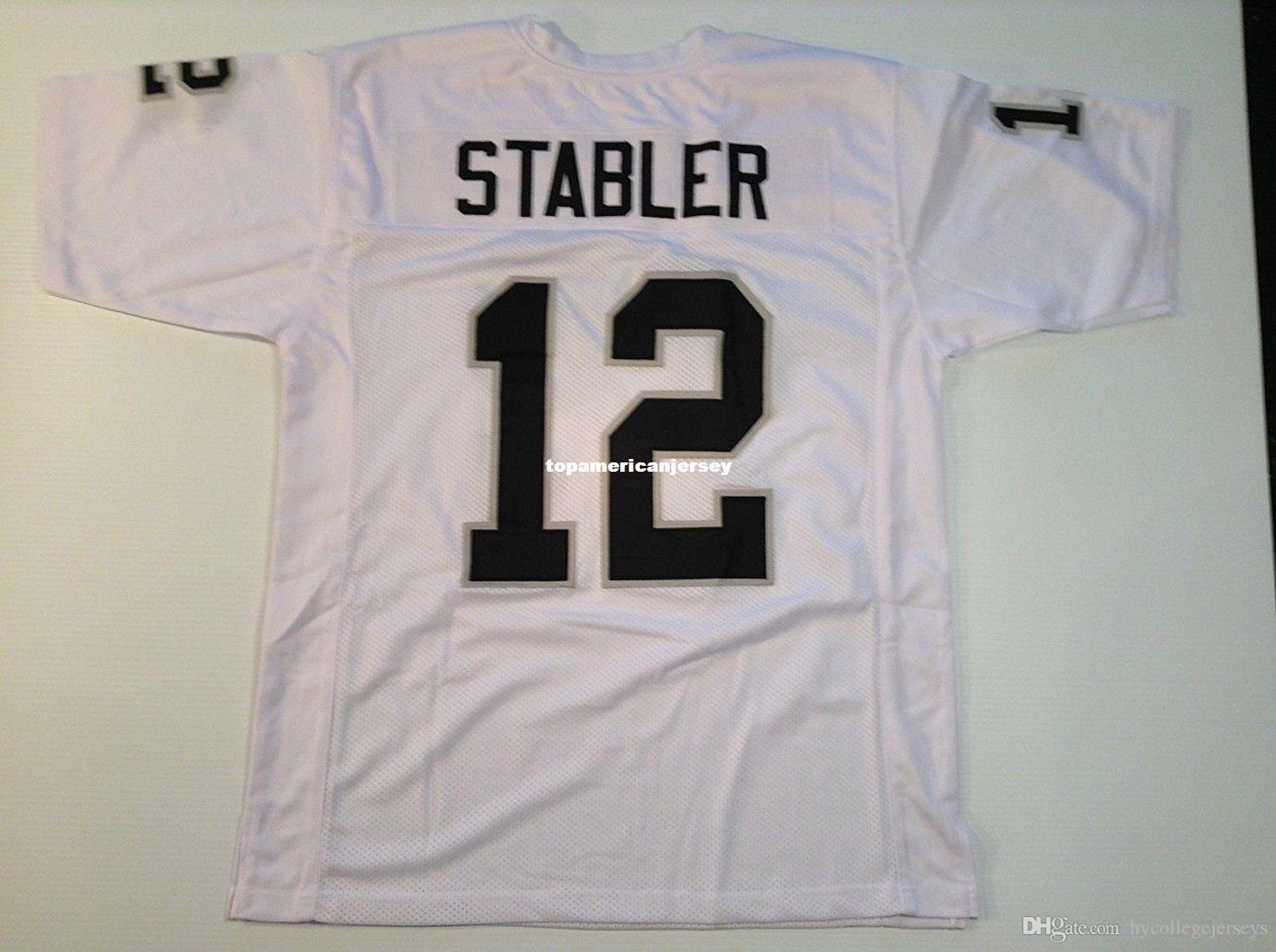 Cheap Retro UNSIGNED CUSTOM Sewn Stitched #12 Ken Stabler White MITCHELL & NESS Jersey Men&#039;s Football Jerseys Running от DHgate WW