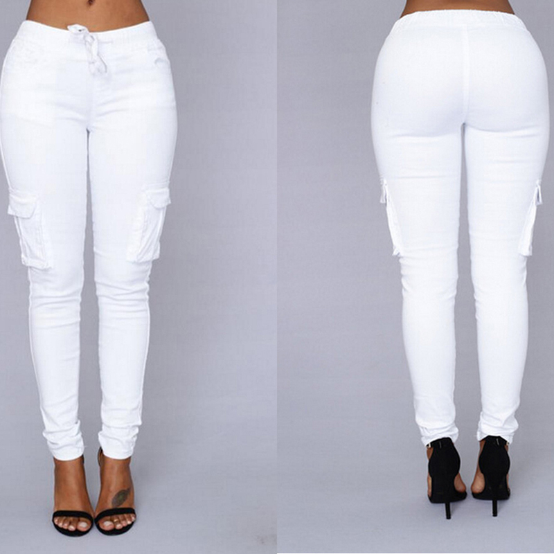 Spring Autumn Ladies Cargo Pants Lace up Women Casual Pencil Pants Female High Waist Pant Multi-Pocket Joggers Sweatpants 201106