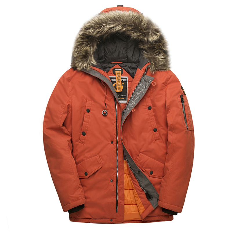 TIGER FORCE Winter Jacket Men Padded Parka Russia Man Winter Coat Artificial Fur Big Pockets Medium-long Thick Parkas Snowjacket LJ201215
