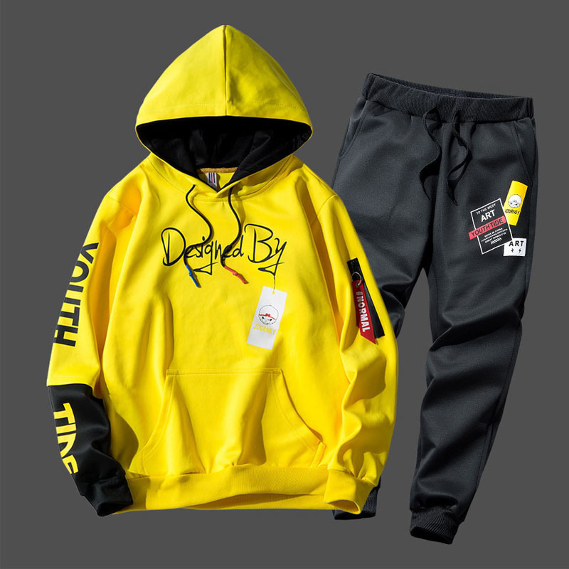 LICITY PIG tracksuit men print hoodie sweatpants teengers sport suits student casual outfit style sweatsuits jogging men set 201130