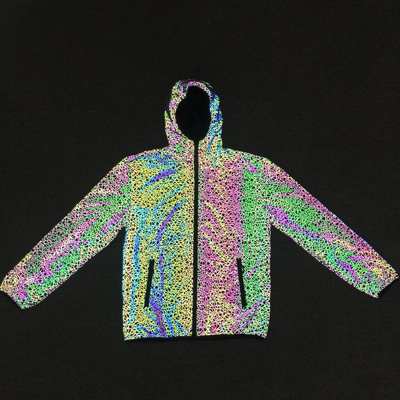 Men's Nest Pattern Reflective Jackets Colorful Reflective Jackets Windbreaker Men Waterproof Jacket Coat for Male Punk Hip Hop T200502