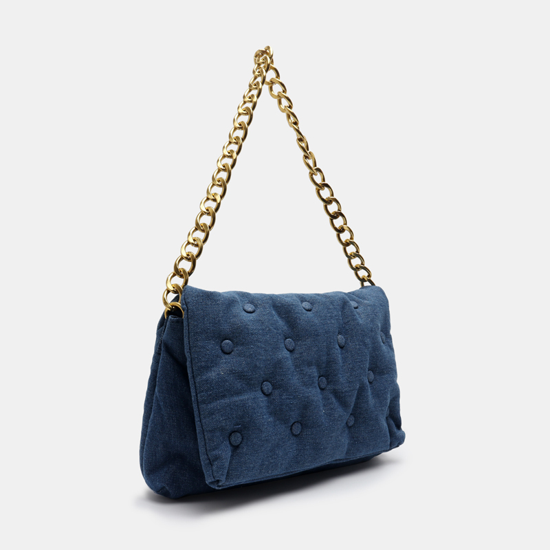 Preach mushroom denim 2020 new all-match underarm shoulder current bag ladies fashion and purse bags, Denim blue.