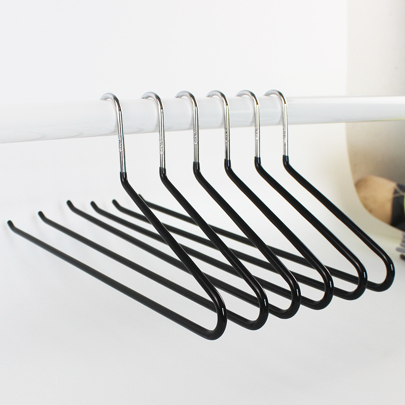 Pants Hangers Heavy Duty Hangers Open Ended Metal Hangers for Jeans Trouser Slack Space Saving Anti-Rust Chrom Non Slip Rubber Coating