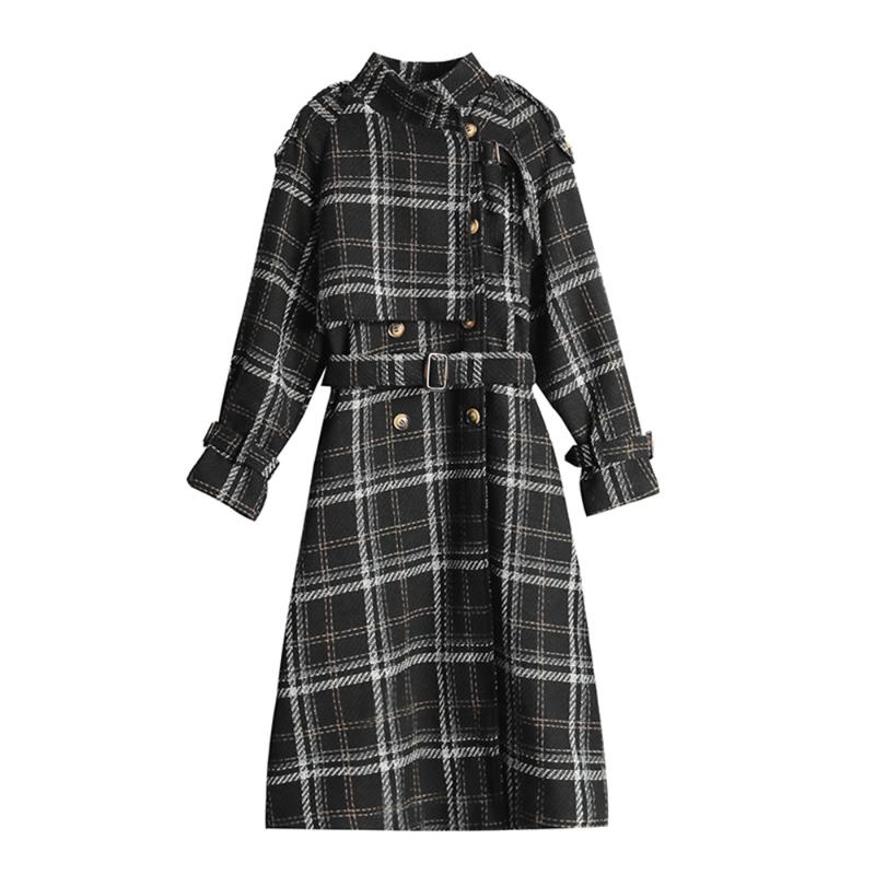 Classic Plaid Wool Coat Mid-Length 2020 Winter Fashion Trench Coat Elegant Loose Thick A-Line Jacket Women, Black
Classic Plaid Wool Coat Mid-Length 2020 Winter Fashion Trench Coat Elegant Loose Thick A-Line Jacket Women, Black