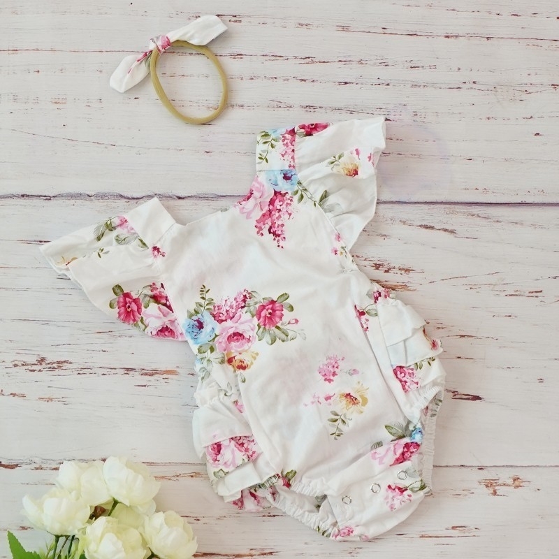 Cotton Baby Girl Clothes Costumes Floral Print Headband Boutique Summer For Newborn Cute Vintage Rompers Jumpsuit 0 3 6 Months 201127 от DHgate WW