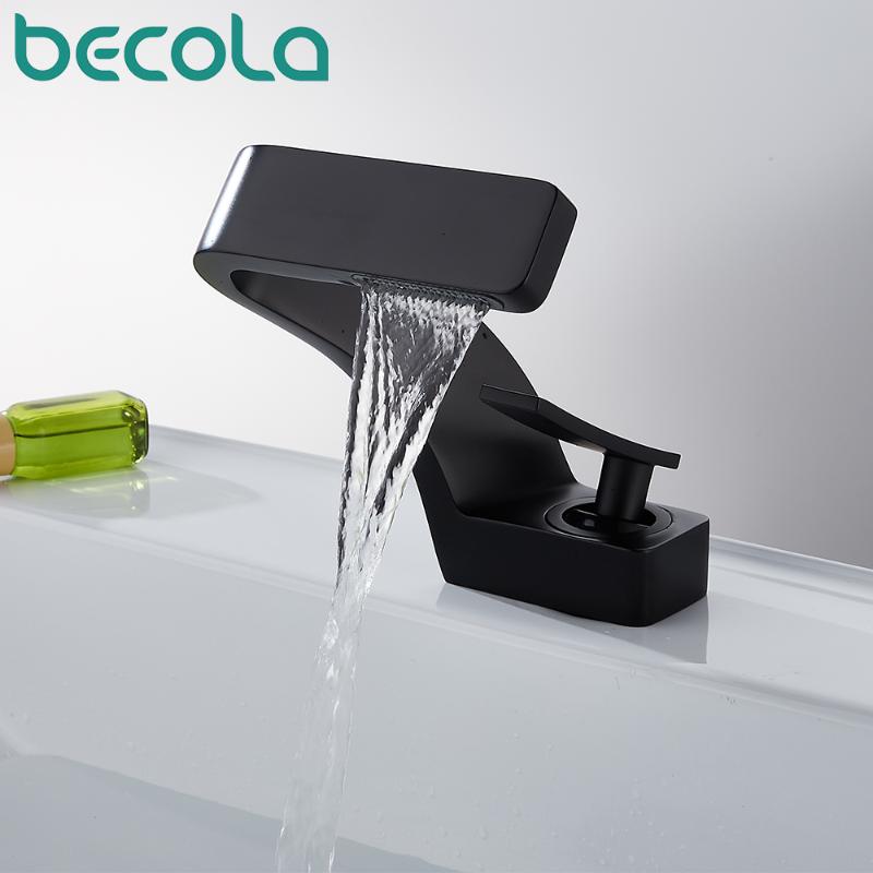 

becola Brushed Gold Basin Faucet Black Bathroom Mixer Tap Deck Mounted Basin Sink Faucet Hot and Cold Water chrome taps