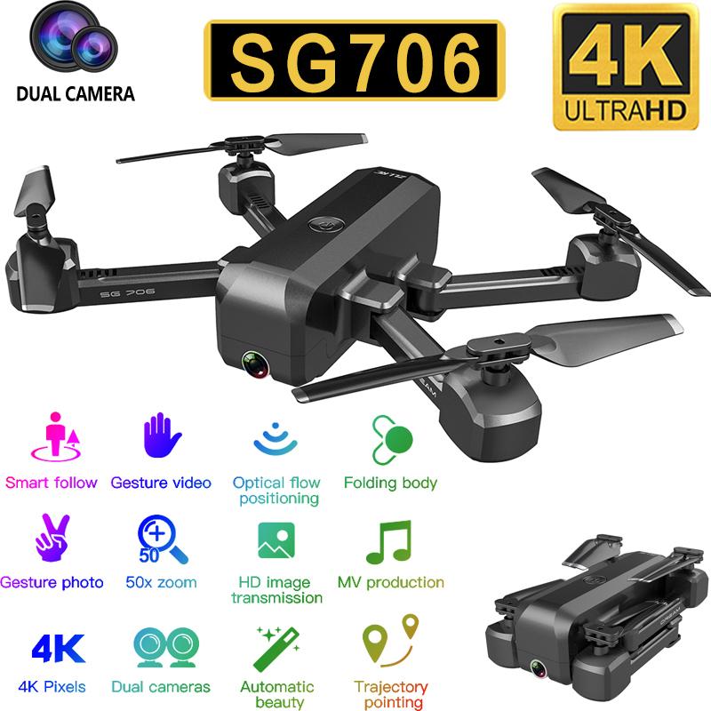 SG706 Quadcopter Drone 4K 1080P Dual Camera WiFi FPV Optical Flow Profissional RC Drone Foldable Quadrocopter Toys
SG706 Quadcopter Drone 4K 1080P Dual Camera WiFi FPV Optical Flow Profissional RC Drone Foldable Quadrocopter Toys