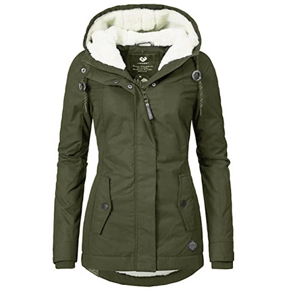 Women Parka Coat Winter New Hooded Thicken Cotton Outdoor Warm Jacket Ladies Simple Mid Long Wadded Basic Coat Outwear D20 201217