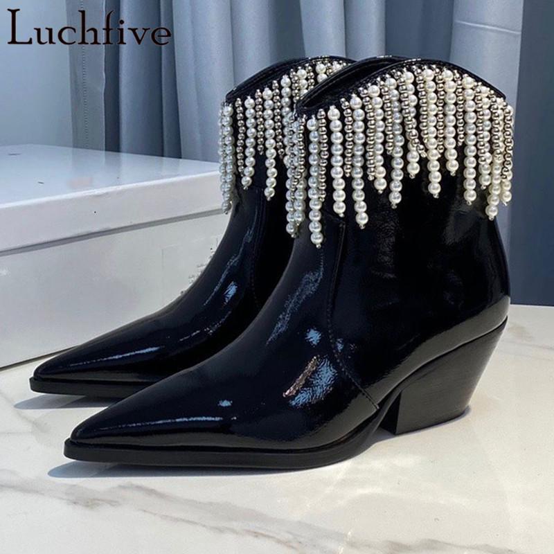 String Beads Tassel Ankle Boots Genuine Leather Boots Femme Square Heels Party Shoes Black Pointy Toe Sapatos Feminina
String Beads Tassel Ankle Boots Genuine Leather Boots Femme Square Heels Party Shoes Black Pointy Toe Sapatos Feminina