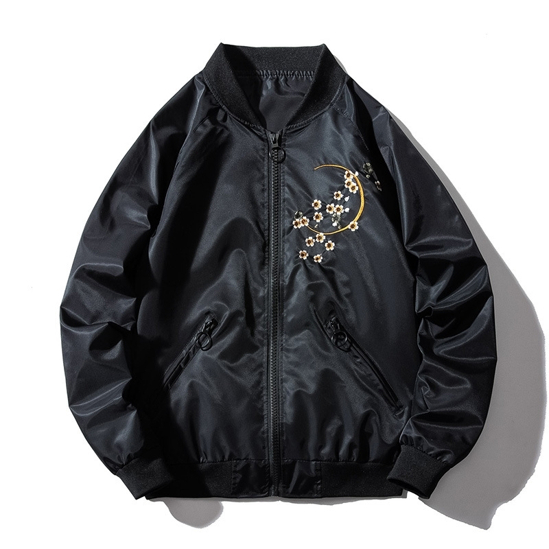 Men Baseball Jacket Embroidery Dragon Hip Hop Bomber Pilot Jacket Men Harajuku Japanese Retro Coat Fashion Streetwear Autumn 201218