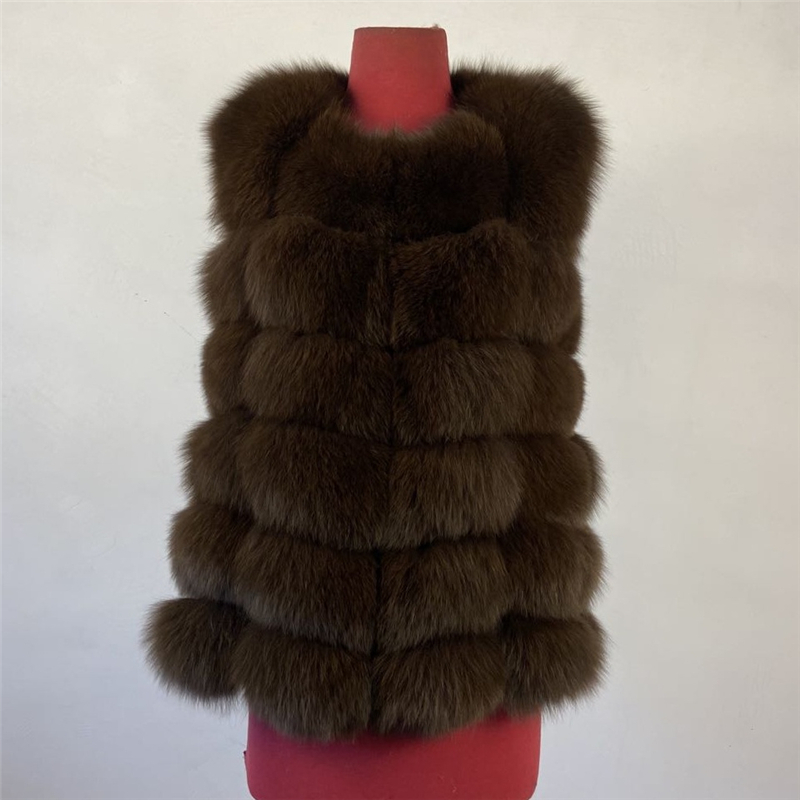 real Fox Fur Vest short jacket height woman winter warm Natural sleeveless 201103