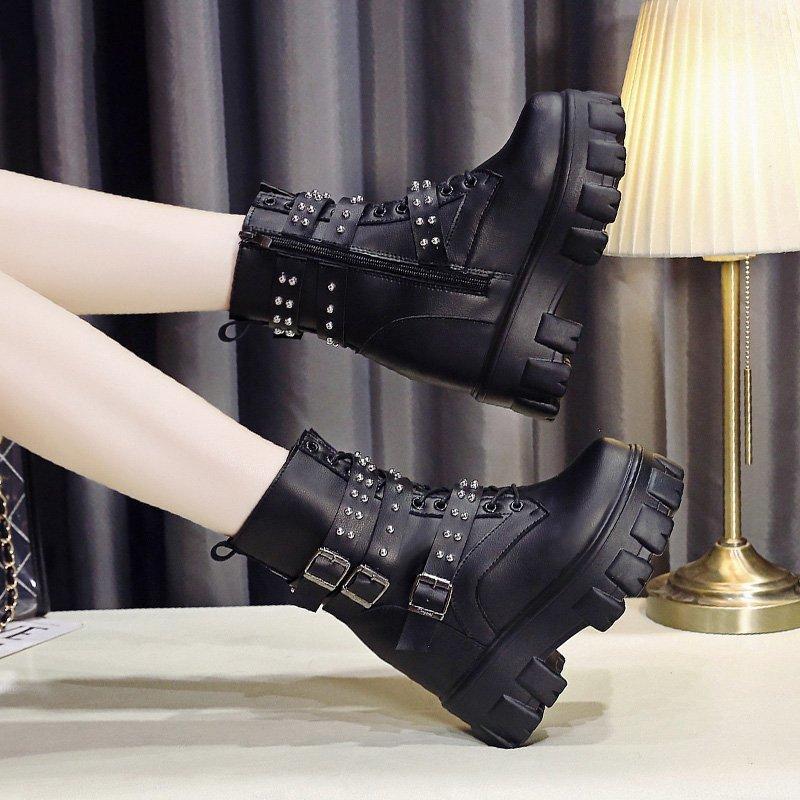 Round Toe Women Ankle Boots 2020 Autumn Platform Lacing Rivet Short Boots Female Soft Leather Wedges Heels Shoes 10cm1, White
Round Toe Women Ankle Boots 2020 Autumn Platform Lacing Rivet Short Boots Female Soft Leather Wedges Heels Shoes 10cm1, White