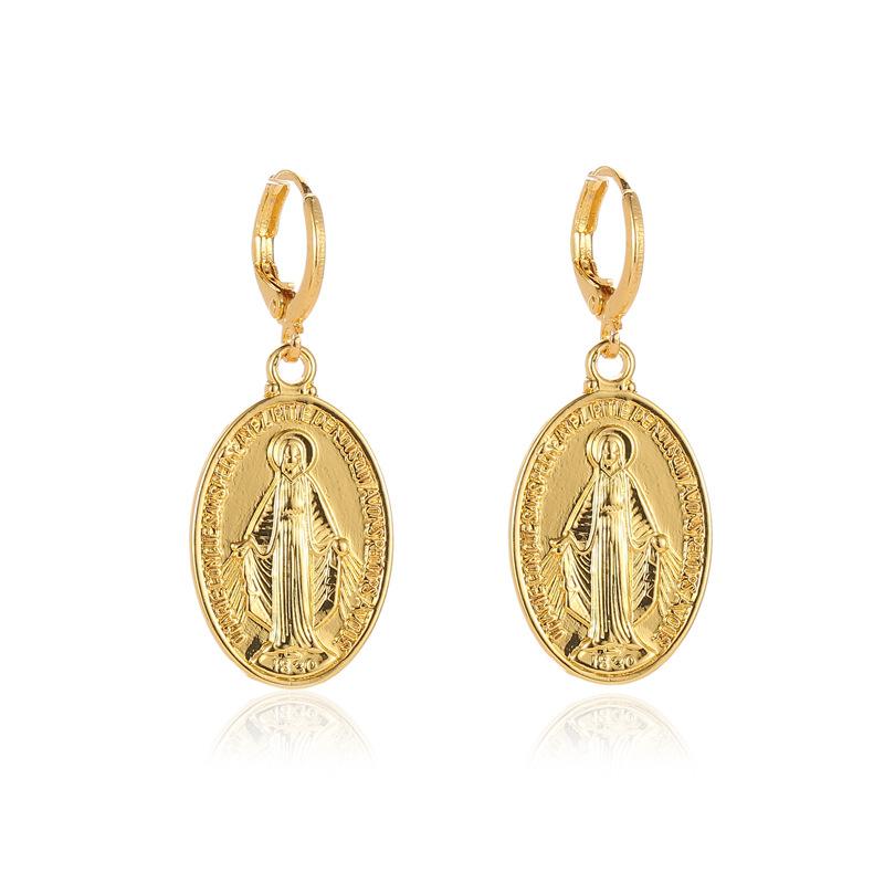 Gold Color Virgin Mary Charm Earrings for Women Geometric Oval Round Earrings Hanging the Madonna Lucky Jewelry
Gold Color Virgin Mary Charm Earrings for Women Geometric Oval Round Earrings Hanging the Madonna Lucky Jewelry