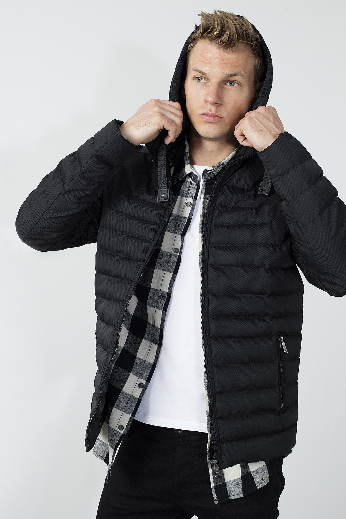 Buratti Zipper Removable Hooded Upright Collar Slim Fit Inflatable Coat MALE COAT 5855039 201028