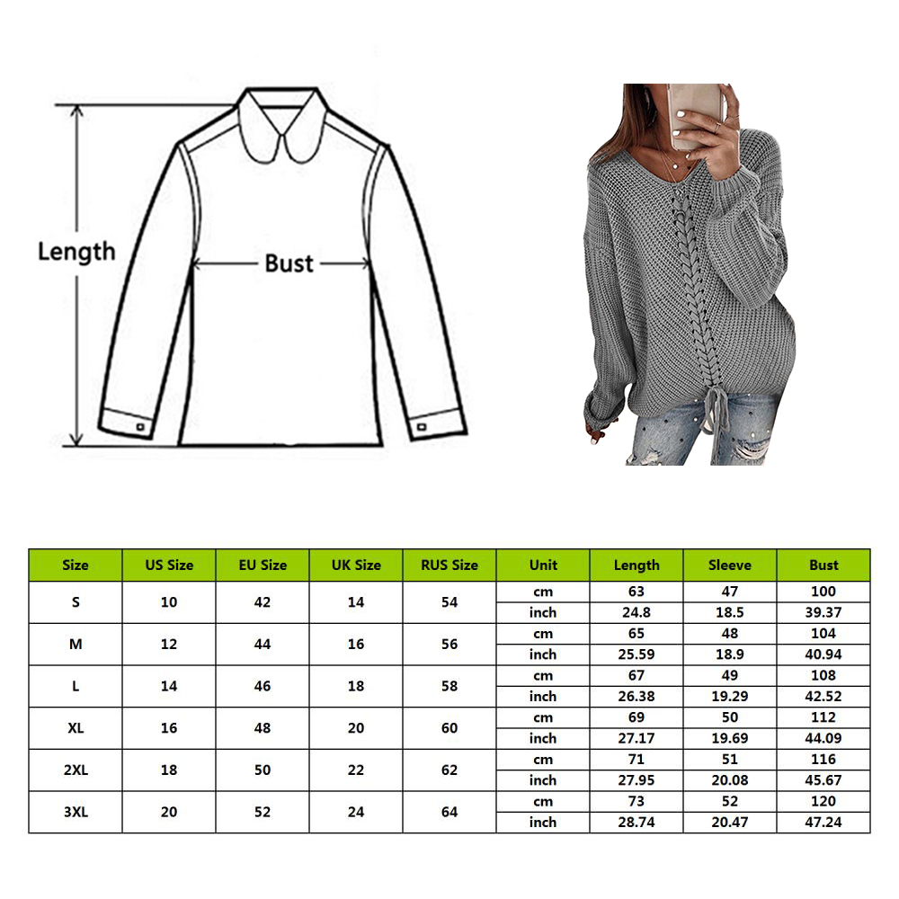 Laamei Lace Up Knitted Sweater Women Jumper Vneck Casual Autumn Winter Sweater Women Pullover Sweaters Ladies Pull Femme 201221