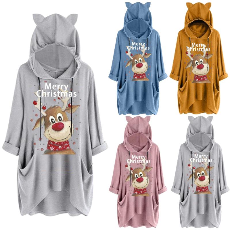 Women christmas jumper Casual Deer Print Hooded Long Sleeves Pocket Top Blouse Shirt Top christmas sweater clothes, Blue
Women christmas jumper Casual Deer Print Hooded Long Sleeves Pocket Top Blouse Shirt Top christmas sweater clothes, Blue