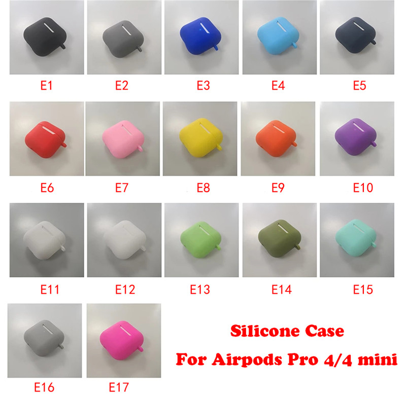 Soft Silicone Case For AirPods Pro 4 mini Slim TPU Wireless Bluetooth earphone Cover For Airpods 1/2/3 With Metal Hook