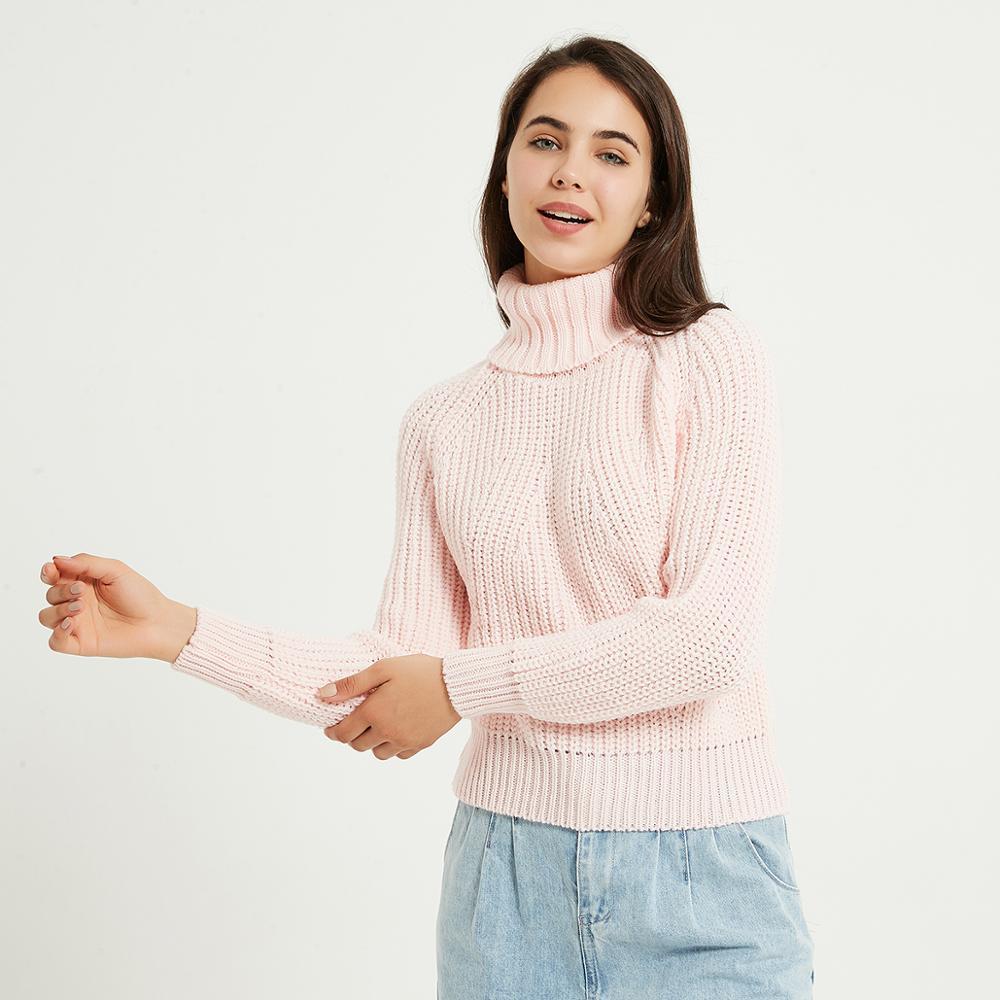 Wixra Chunky Turtleneck Sweater Women's Autumn Winter Solid High Stretch Knitted Pullover Jumpers Loose Sweaters 201221