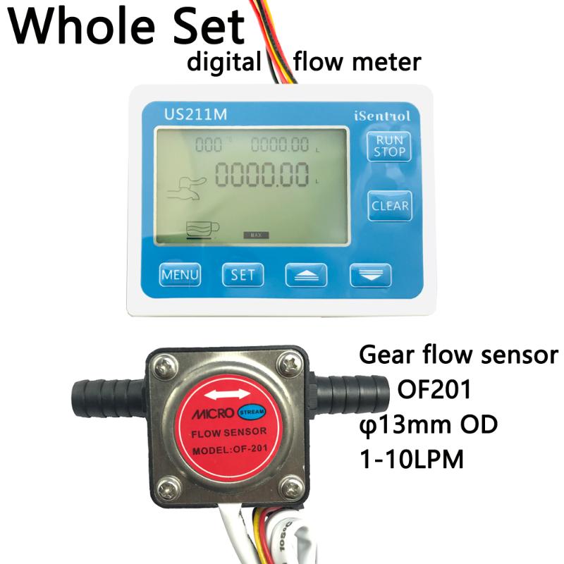 

US211M Oil Flow Meter and Gear Flow Sensor OF-201 for Milk Diesel Oil Lubracant OD13mm barb 1-10L/min Honey Dijiang iSentrol