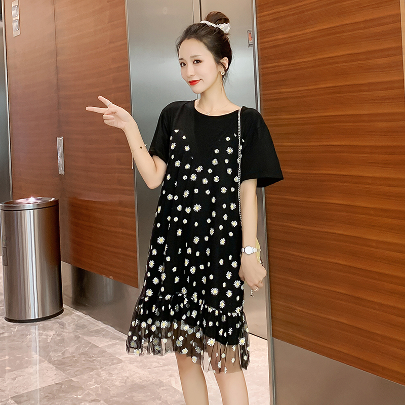 Maternity Clothes Summer fashion Short Sleeve Easy Matching Loose Stylish Dress for Pregnant Women Mom Dress LJ201125