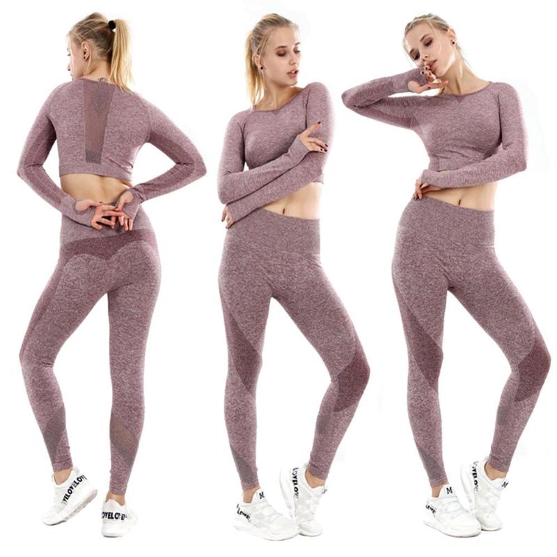Women Sports Suit Yoga Set 2pcs Gym Clothing High Waist Energy Workout Suits Long Sleeve Crop Top Shirts Fitness Set Sportswear, Pink
Women Sports Suit Yoga Set 2pcs Gym Clothing High Waist Energy Workout Suits Long Sleeve Crop Top Shirts Fitness Set Sportswear, Pink