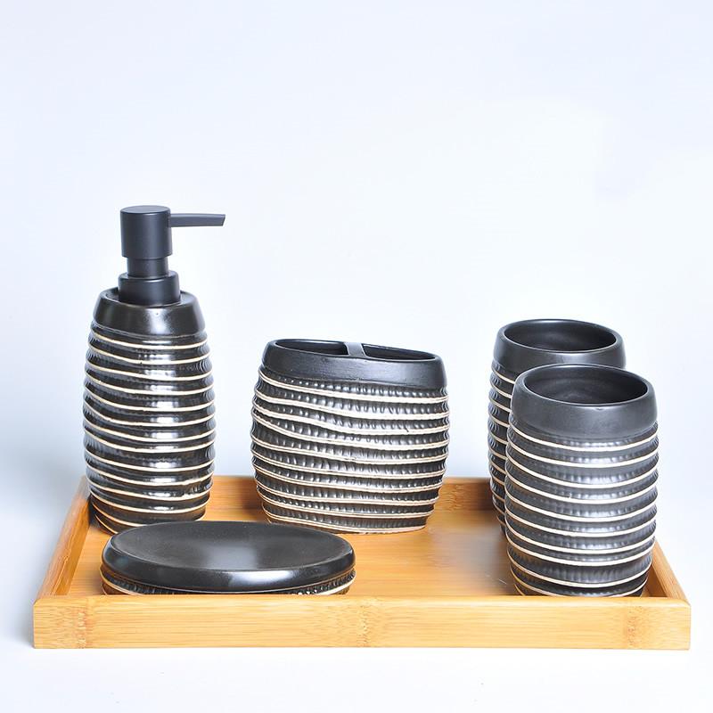 Nordic bathroom accessories set creative striped ceramic toothbrush holder soap dispenser tray wedding gift bathroom supplies
Nordic bathroom accessories set creative striped ceramic toothbrush holder soap dispenser tray wedding gift bathroom supplies