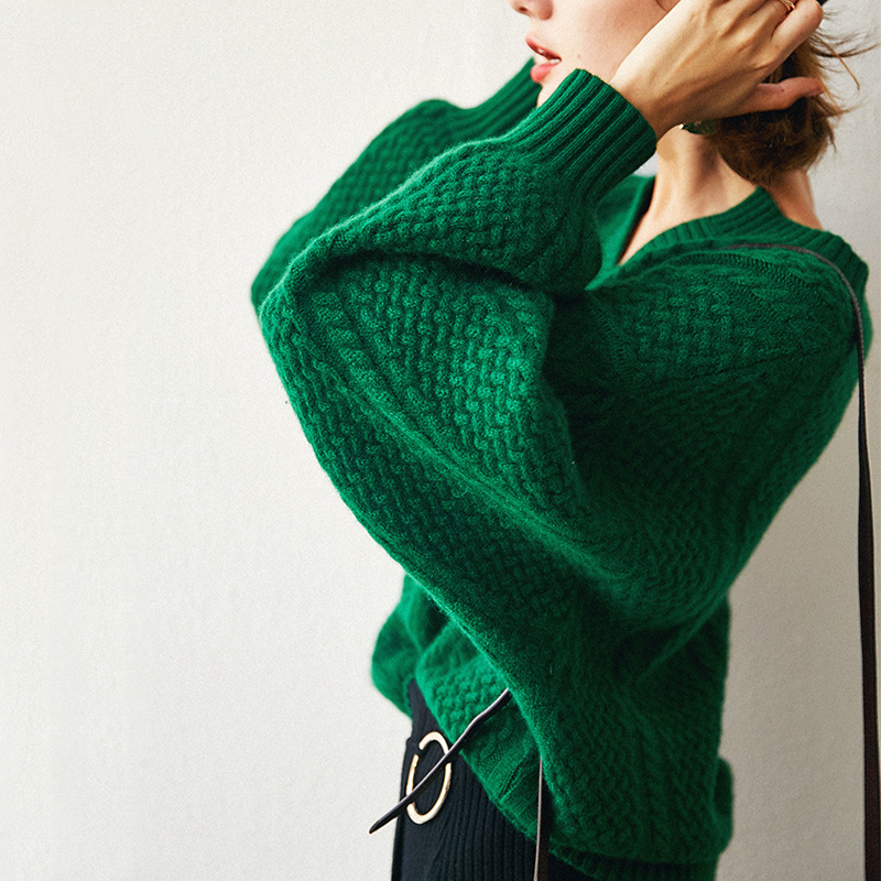 100% Cashmere Women Sweater Female Winter Fashion Woman Autumn WinterJumpers Woolen Emerald Vintage ladies sweater Tops 201225