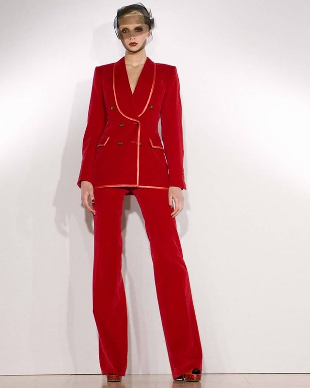 New Arrival Red Women Pants Suits For Wedding Mother of the Bride Suit Ladies Evening Party Tuxedos Formal Wear 2 pieces